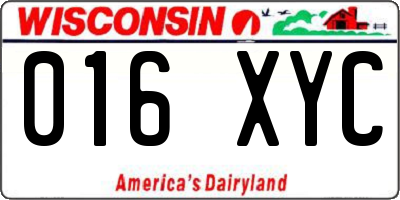 WI license plate 016XYC