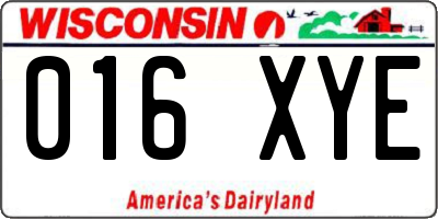 WI license plate 016XYE