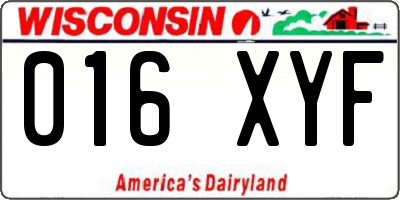 WI license plate 016XYF