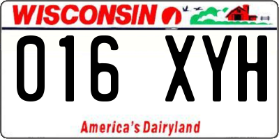 WI license plate 016XYH
