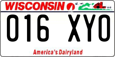 WI license plate 016XYO