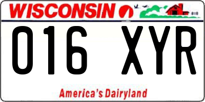 WI license plate 016XYR