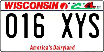 WI license plate 016XYS