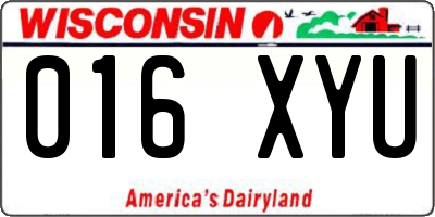 WI license plate 016XYU