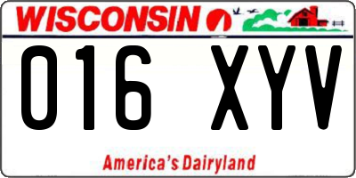 WI license plate 016XYV