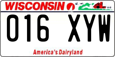 WI license plate 016XYW