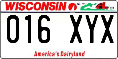 WI license plate 016XYX