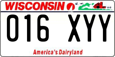 WI license plate 016XYY