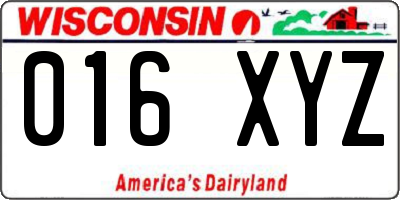 WI license plate 016XYZ