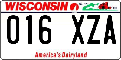 WI license plate 016XZA