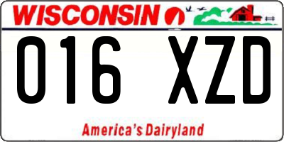 WI license plate 016XZD