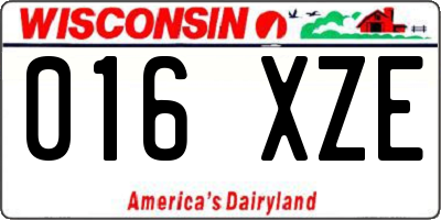 WI license plate 016XZE