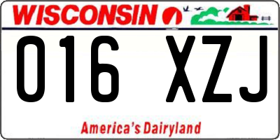 WI license plate 016XZJ