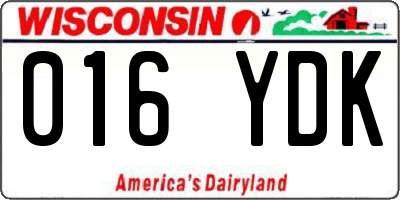 WI license plate 016YDK