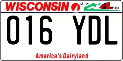 WI license plate 016YDL