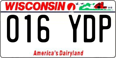 WI license plate 016YDP