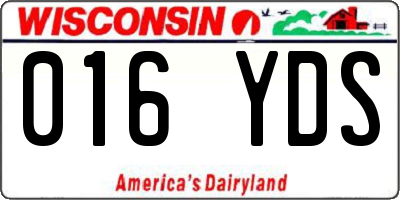 WI license plate 016YDS