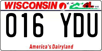 WI license plate 016YDU
