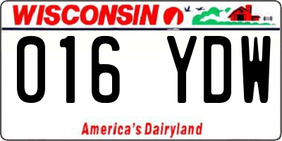 WI license plate 016YDW