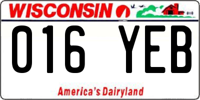 WI license plate 016YEB