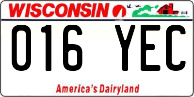 WI license plate 016YEC