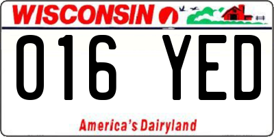 WI license plate 016YED