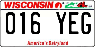WI license plate 016YEG