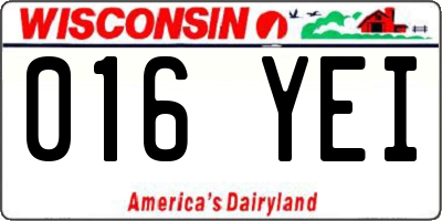 WI license plate 016YEI