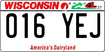 WI license plate 016YEJ