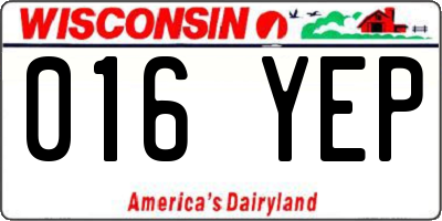 WI license plate 016YEP