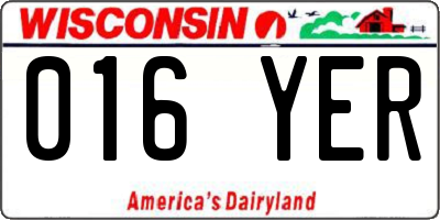 WI license plate 016YER