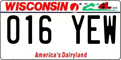WI license plate 016YEW