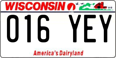 WI license plate 016YEY