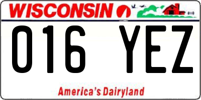 WI license plate 016YEZ
