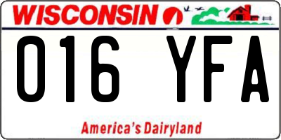 WI license plate 016YFA