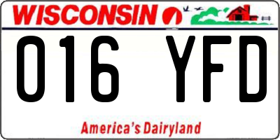 WI license plate 016YFD