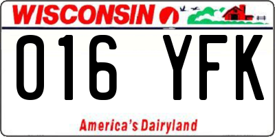 WI license plate 016YFK