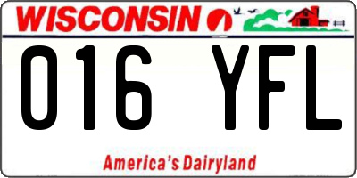 WI license plate 016YFL