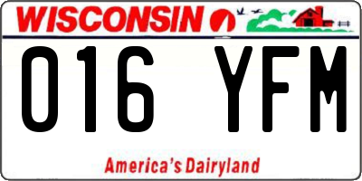 WI license plate 016YFM
