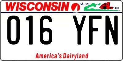 WI license plate 016YFN