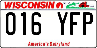 WI license plate 016YFP