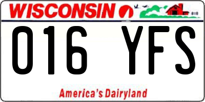 WI license plate 016YFS