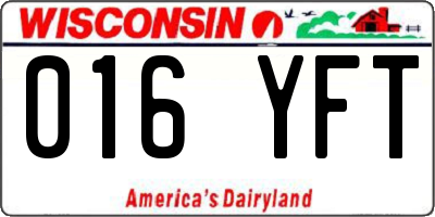 WI license plate 016YFT