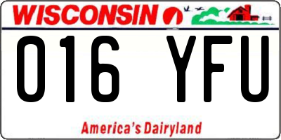 WI license plate 016YFU