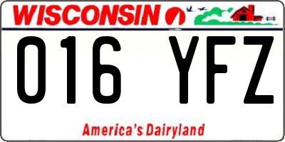 WI license plate 016YFZ