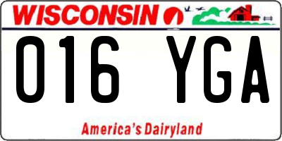 WI license plate 016YGA