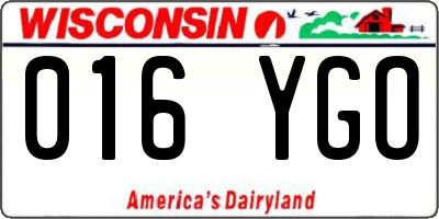 WI license plate 016YGO