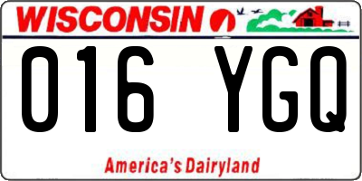 WI license plate 016YGQ