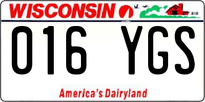 WI license plate 016YGS