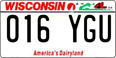 WI license plate 016YGU